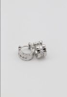 Silver renk taş detaylı kalı halka küpe (15mm)