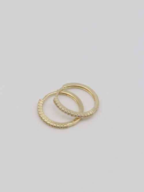 Gold renk ince taşlı halka küpe (17mm)
