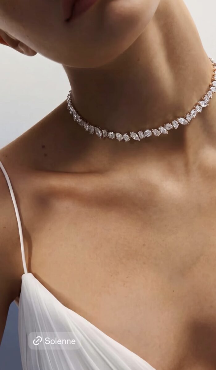 Gold renk choker boy tasarım taşlı kolye