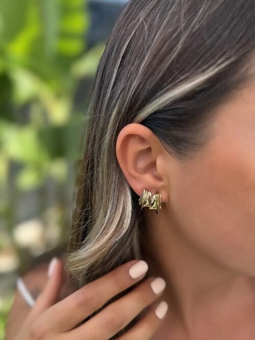 Gold renk mini plaka küpe