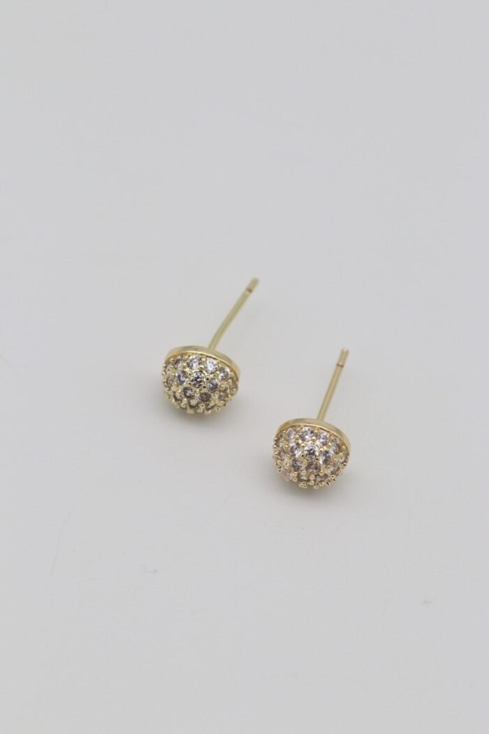 Gold renk taşlı top küpe (7mm)
