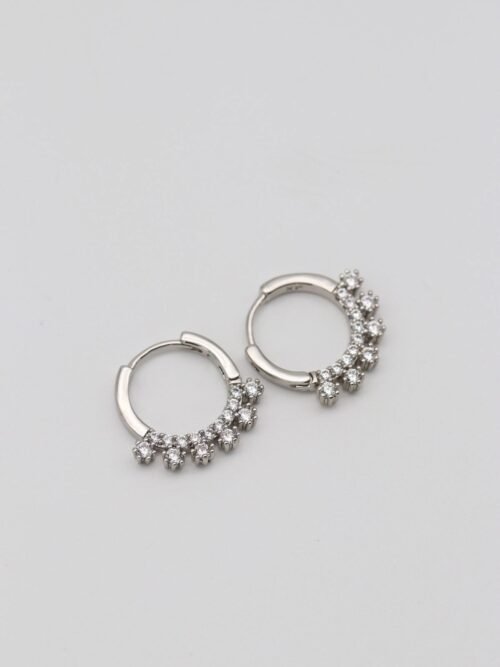 Silver renk taş uçlu halka küpe (15mm)