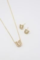 Gold renk minimal kolye küpe set