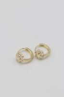 Gold renk çiçek detaylı halka küpe (15mm)