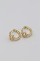 Gold renk yonca detaylı küpe (15mm)