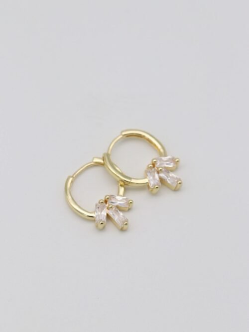 Gold renk taşlı halka küpe (20mm)