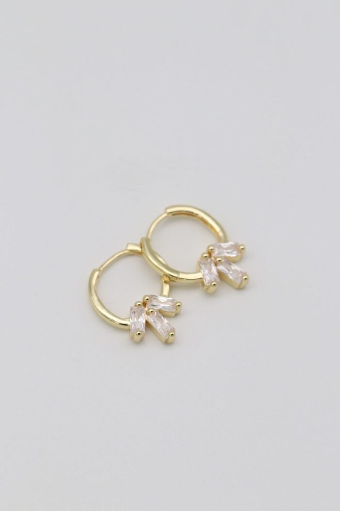 Gold renk taşlı halka küpe (20mm)