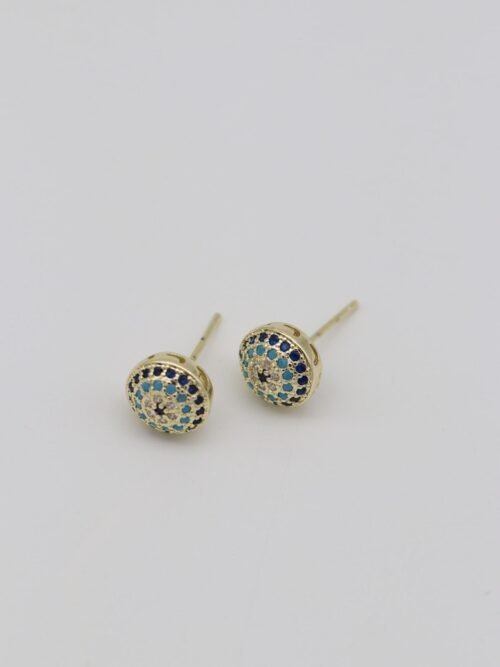 Gold renk nazar taşlı top küpe (7mm)
