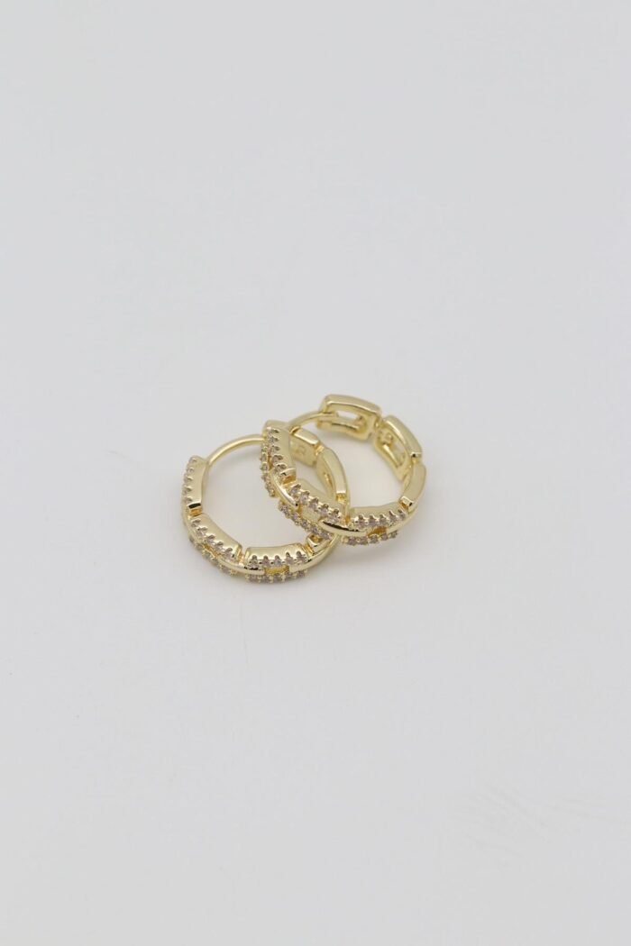 Gold renk taşlı halka küpe (15mm)