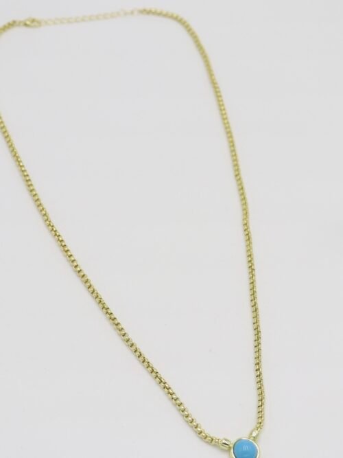 Gold renk mavi mineli kolye