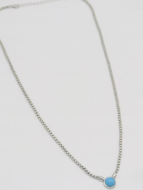 Silver renk mavi mineli kolye
