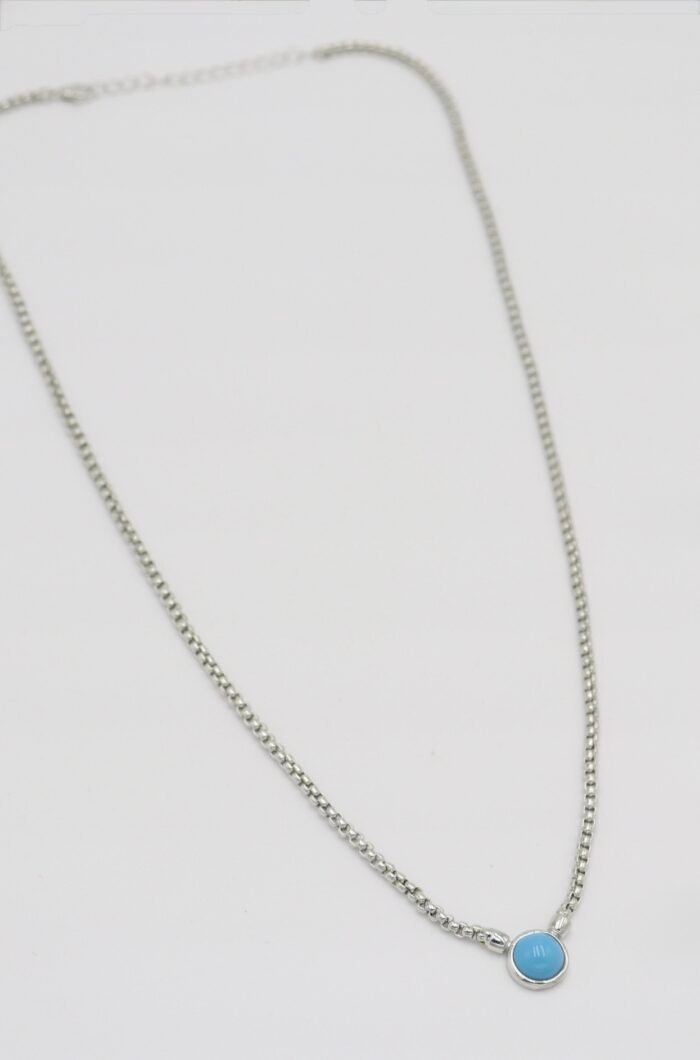 Silver renk mavi mineli kolye