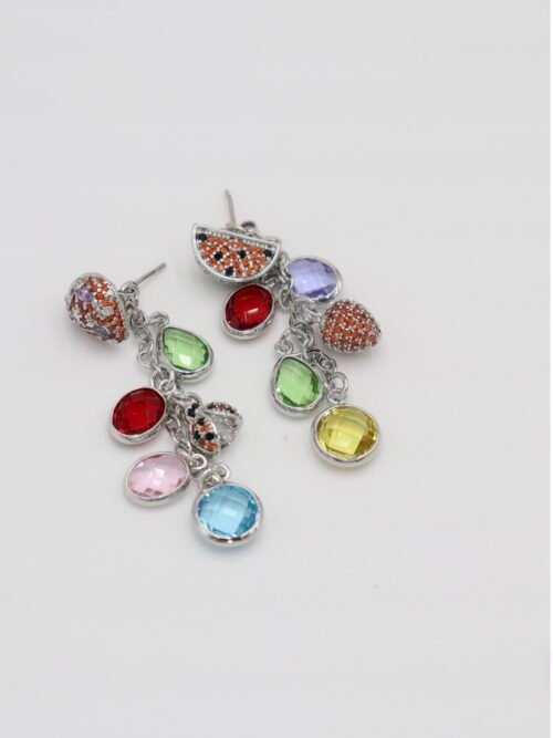 Silver renk karpuz çilek detaylı küpe