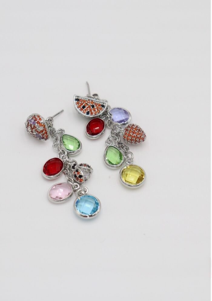 Silver renk karpuz çilek detaylı küpe