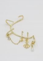 Gold renk inci ve arı sallantılı earcuff küpe (tekli)