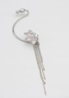 Silver zincir sallantılı inci detaylı earcuff küpe (tekli)