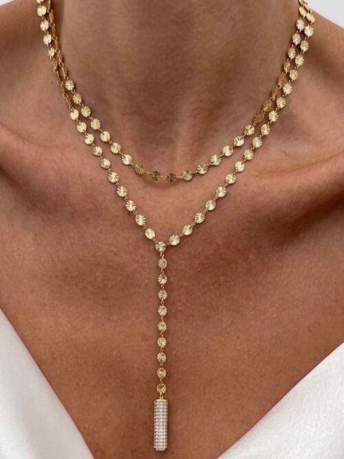 Gold renk pul pul  Y kolye