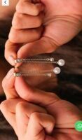 Silver renk zincir sallantılı inci küpe