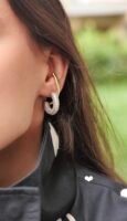 Çift renk earcufflı halka küpe