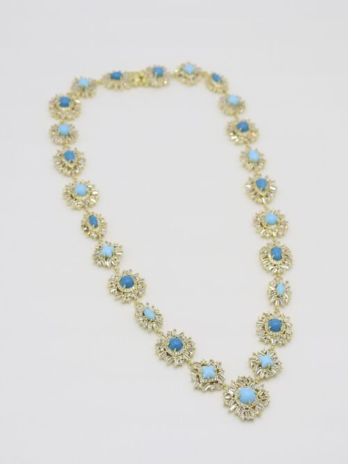 Gold ve lacivert - mavi taşlı vintage kolye
