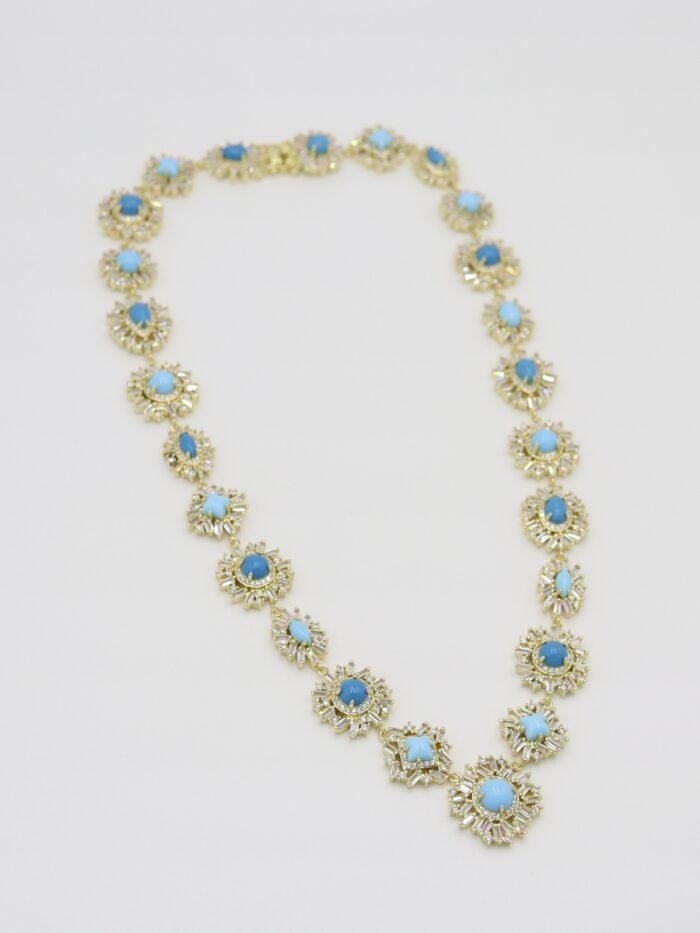 Gold ve lacivert - mavi taşlı vintage kolye