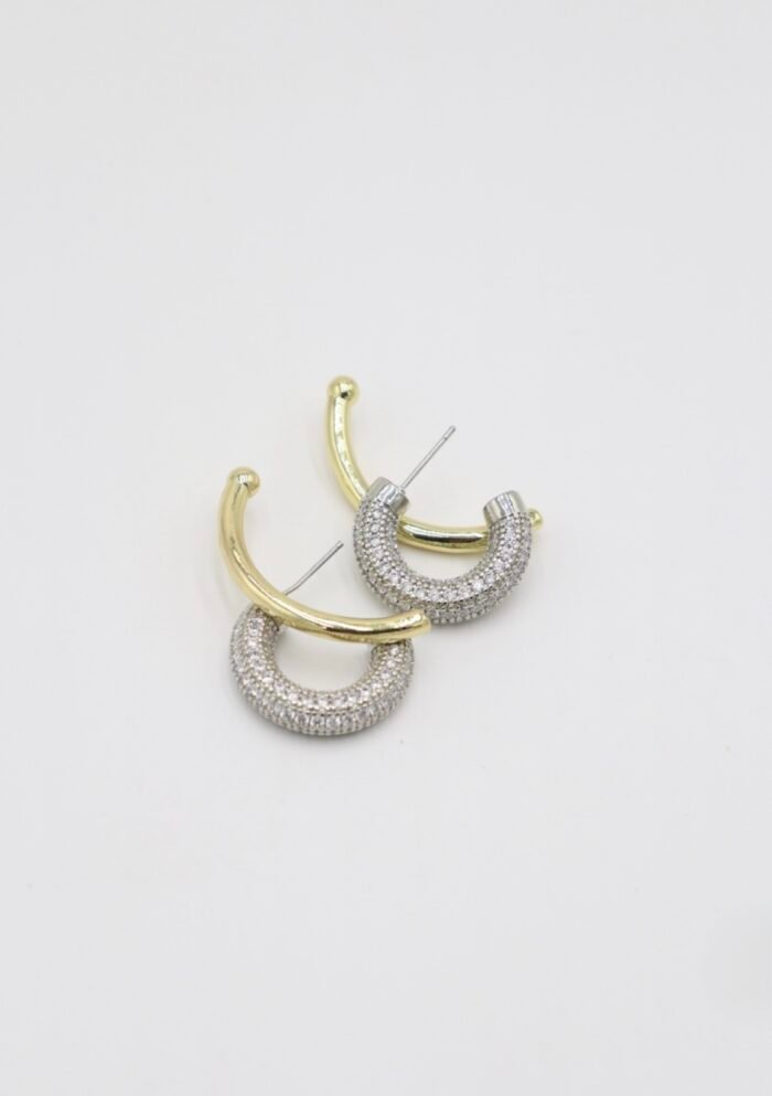 Çift renk earcufflı halka küpe