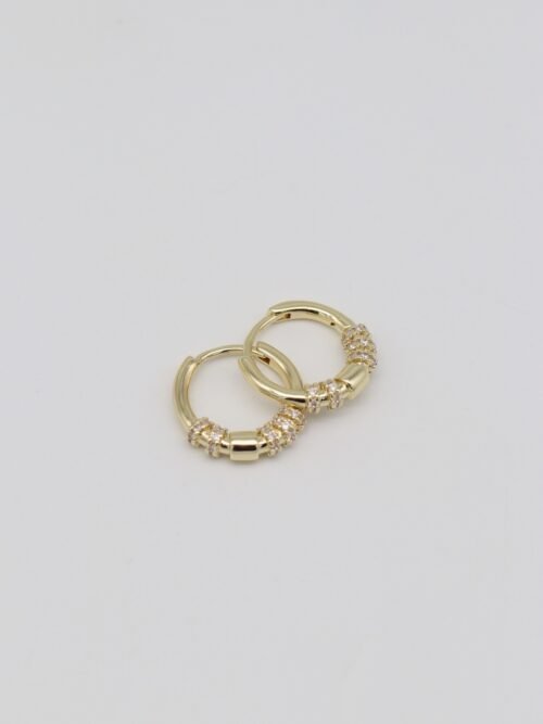 Gold renk taş detaylı halka küpe (10mm)