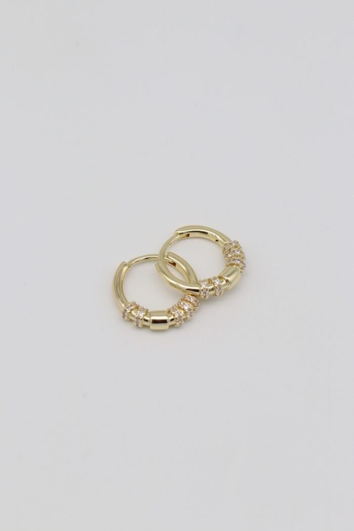 Gold renk taş detaylı halka küpe (10mm)