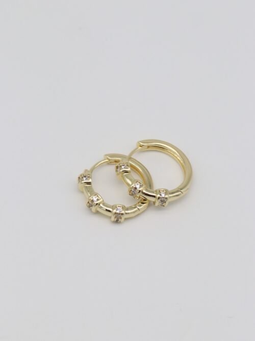 Gold renk taş detaylı halka küpe (17mm)