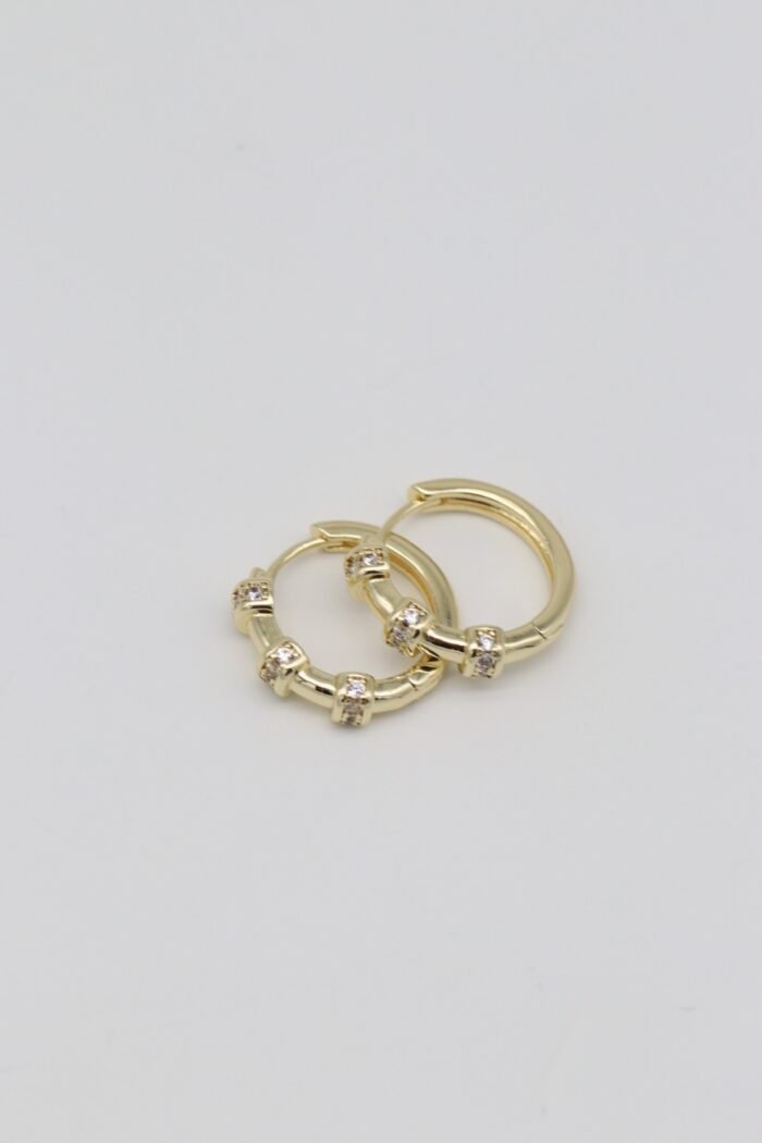 Gold renk taş detaylı halka küpe (17mm)