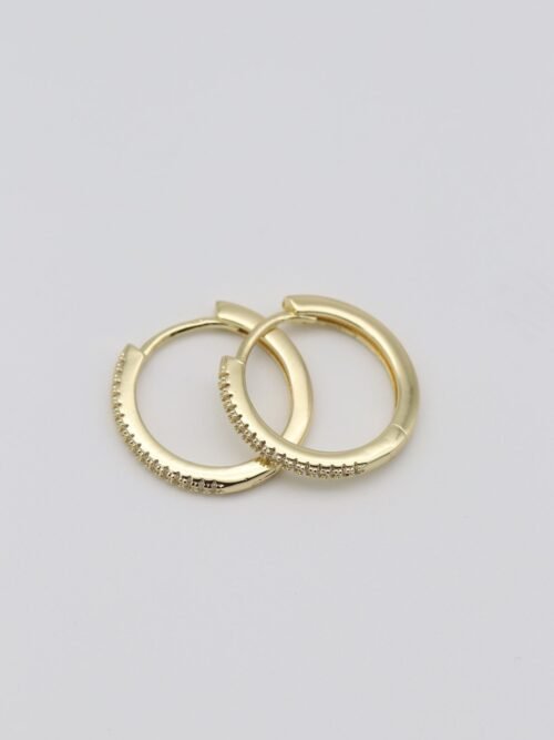 Gold renk beyaz taşlı halka küpe (20mm)