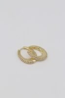 Gold renk oval taşlı küpe (20mm)
