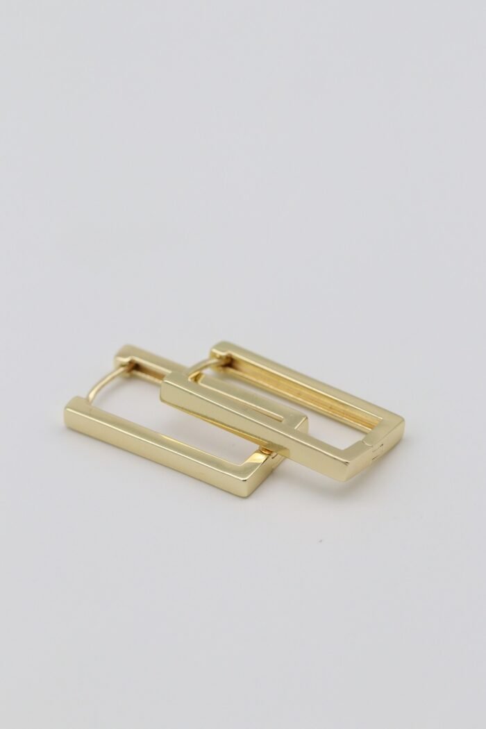 Gold renk dikdörtgen küpe (25mm)
