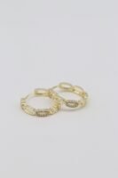 Gold renk taş detaylı halka küpe (20mm)