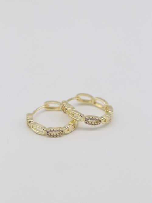 Gold renk taş detaylı halka küpe (20mm)