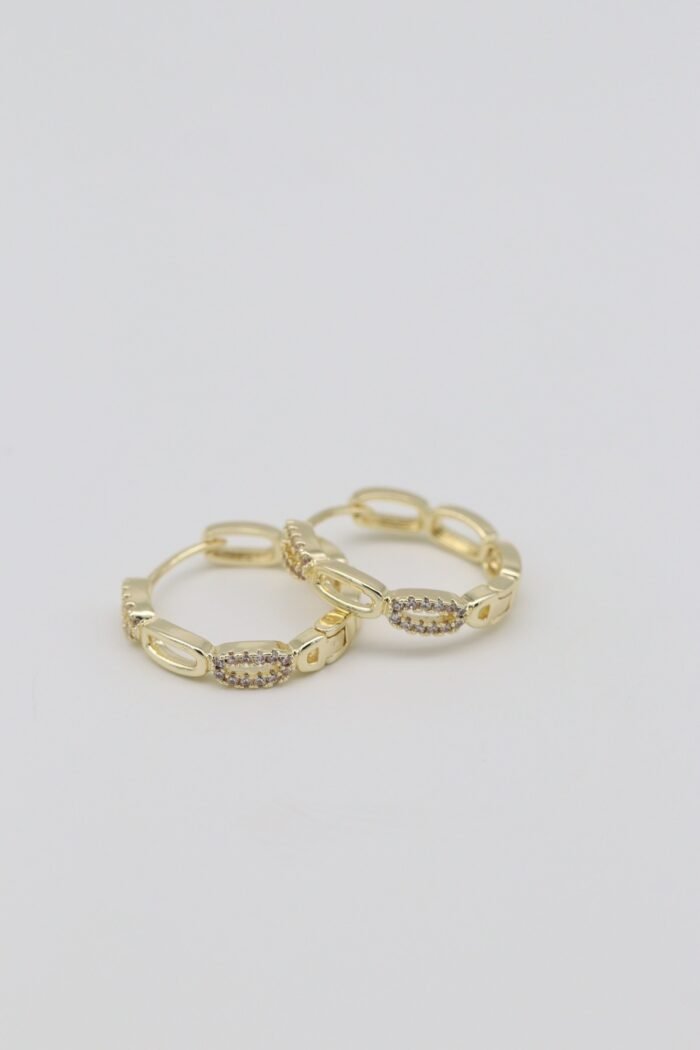 Gold renk taş detaylı halka küpe (20mm)