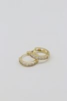 Gold renk kare taşlı halka küpe (15mm)