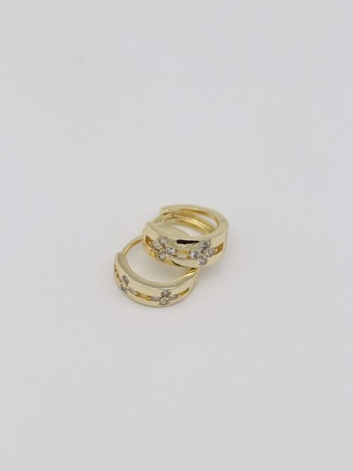 Gold renk çiçek desenli halka küpe (12mm)