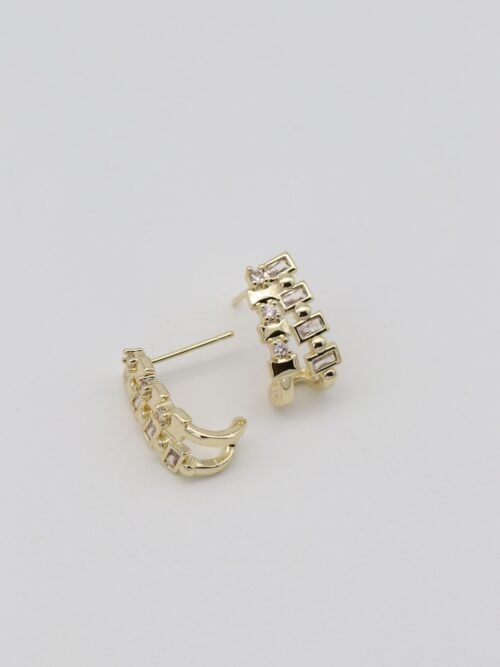 Gold renk çift sıra tasarım küpe (17mm)
